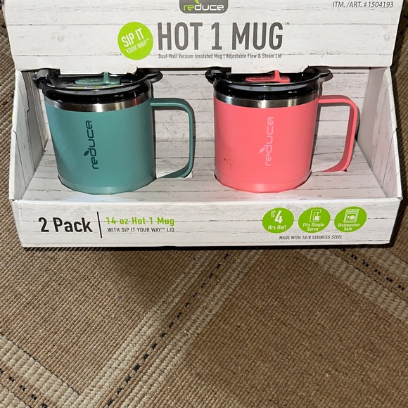 Hot 1 Mug 2-Pack - Teal and Coral - Picture 1 of 8
